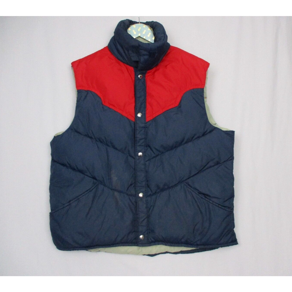 Vtg Polar‎ Gear Vest Jacket Mens XL Long Down Feather Puffer Feather Color Block